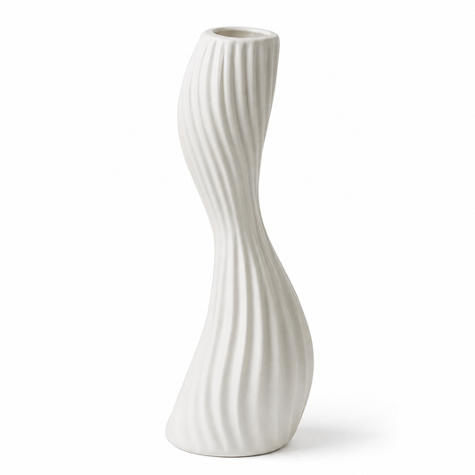 Modern Twisted White Ceramic Vase