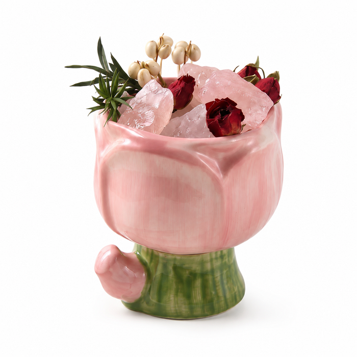 Pink Floral Crystal Aroma Diffuser Bowl