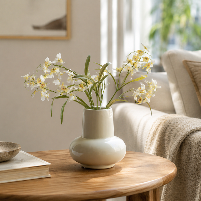 Sculptural Ivory Ceramic Vase