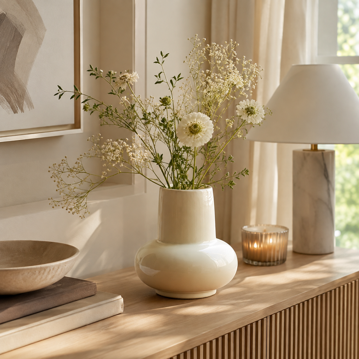 Sculptural Ivory Ceramic Vase